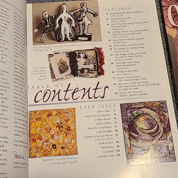 Quilting Arts Magazines, 4 (2002-2004) Sewing Free Motion Embrodery Art Quilts - Picture 9 of 16